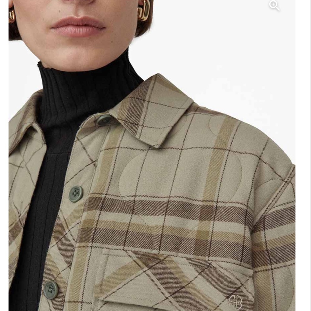 Anine Bing Plaid Jacket in Olive and Brown - Picture 4 of 4